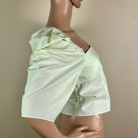 NEW VINCE GREEN COTTON SQUARE NECK TOP - Picture 6 of 9